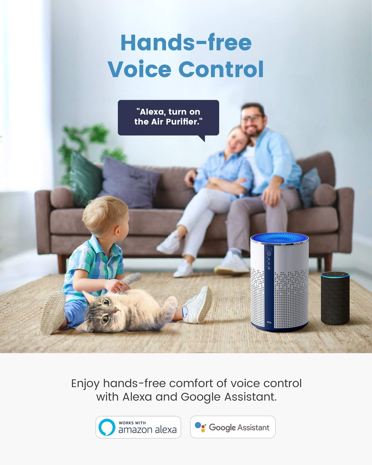 TCL Air Purifier for Home Room Bedroom, Smart WiFi Alexa Control, True H13 HEPA Air Filter Remove 99.97% Smoke Odor Pet Dander Dust Pollen Mold Air