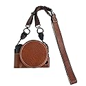 R50 V Case, BMAOLLONGB Handmade PU Leather Half Camera Case Bag Cover Bottom Opening Version for Canon Eos R50 V R50V with Neck Strap Lens Cover