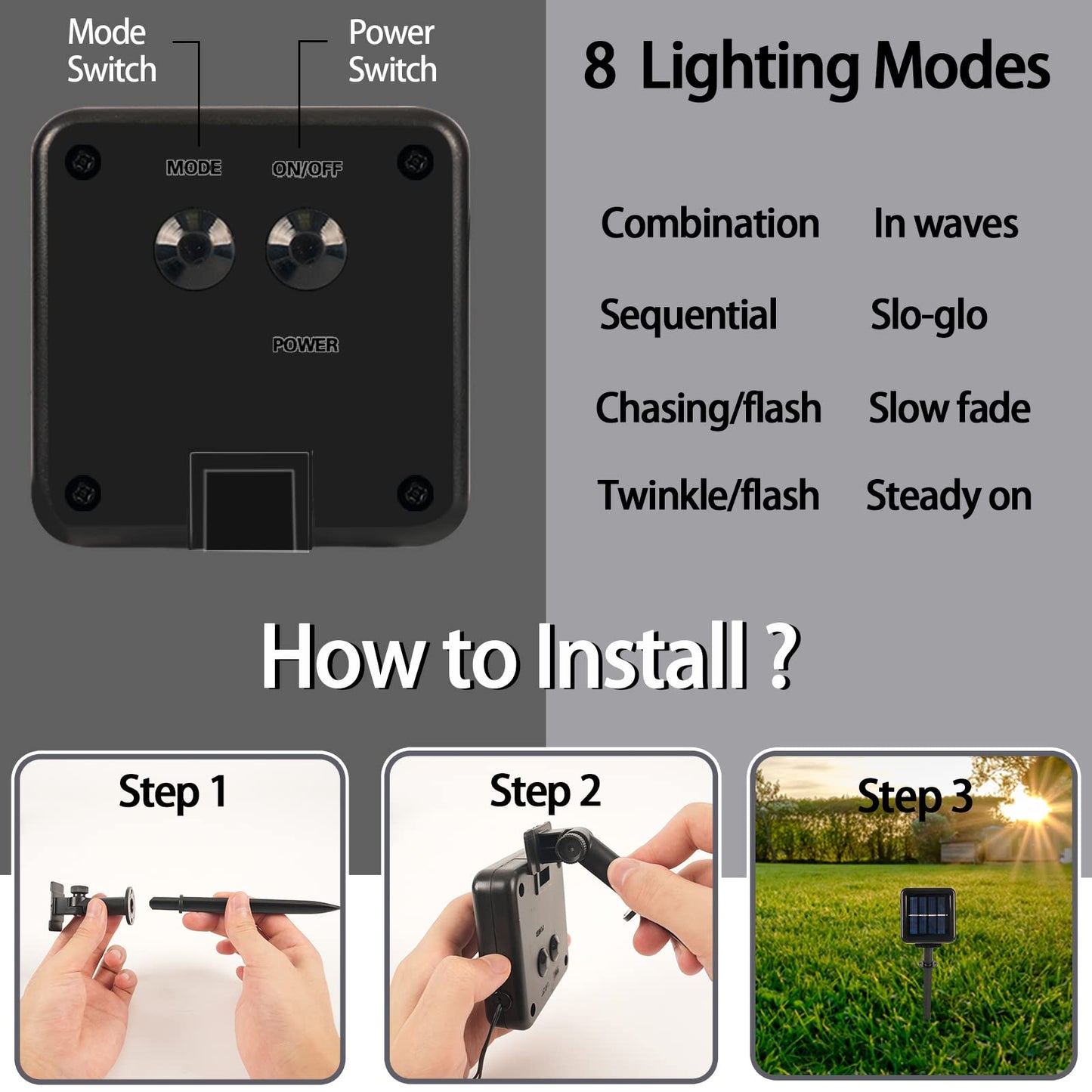 2 Pack Solar String Lights Outdoor, 200 LED Extra-Long 72FT Solar Powered Lights with 8 Lighting Modes, Waterproof Outdoor Lighting Decoration