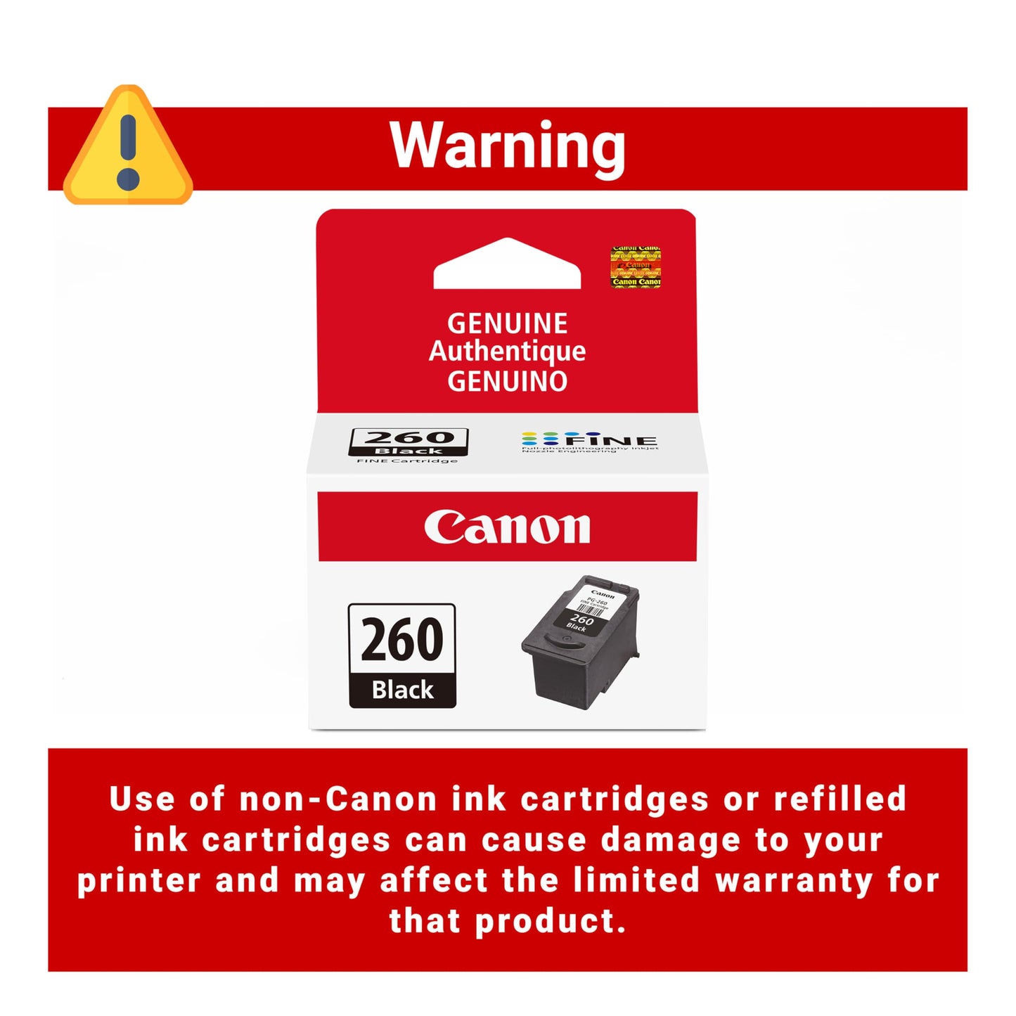 Canon PG-260 Genuine Black Ink Cartridge, Compatible with TS5320/6420/6420a,TR7020/7020a