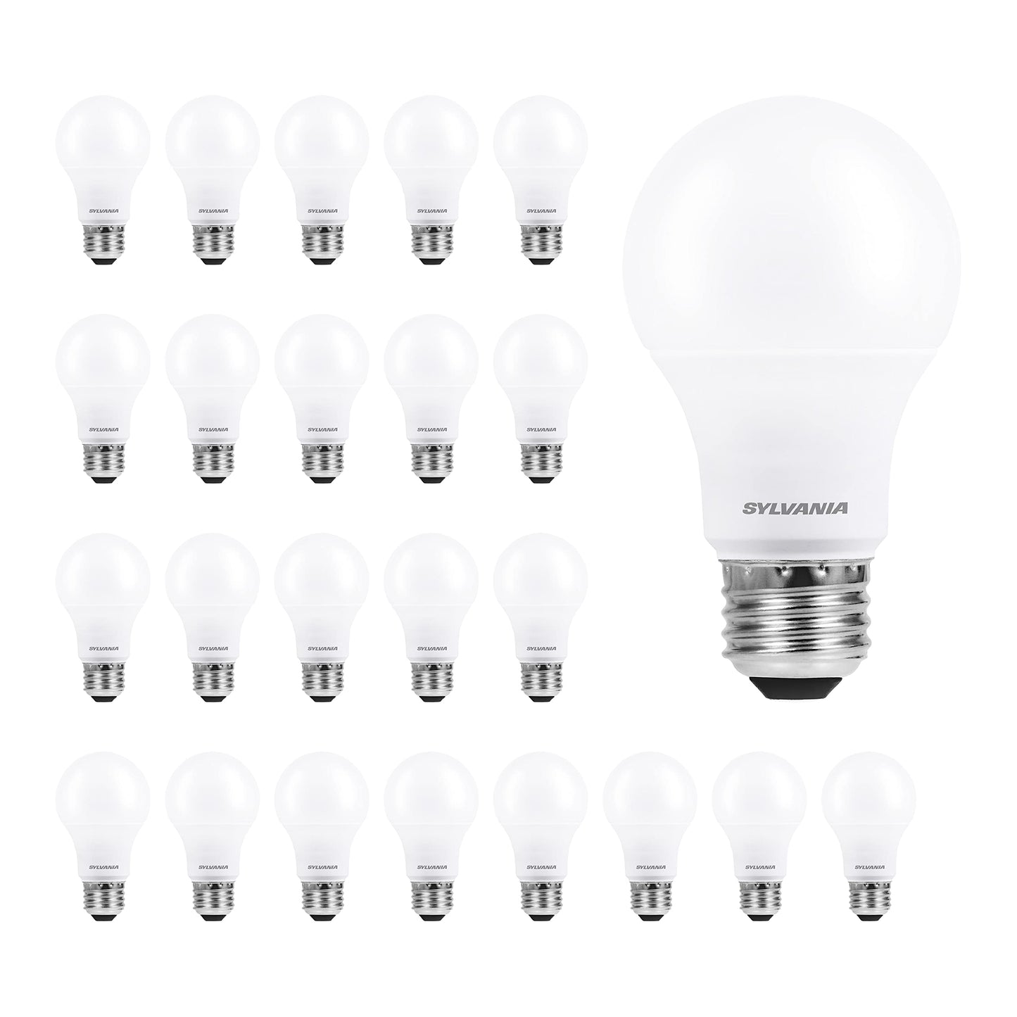 Sylvania ECO LED A19 Light Bulb, 60W Equivalent Efficient 9W, 7 Year, 750 Lumens, Medium Base, Frosted, 2700K, Soft White - 24 Pack (40986)