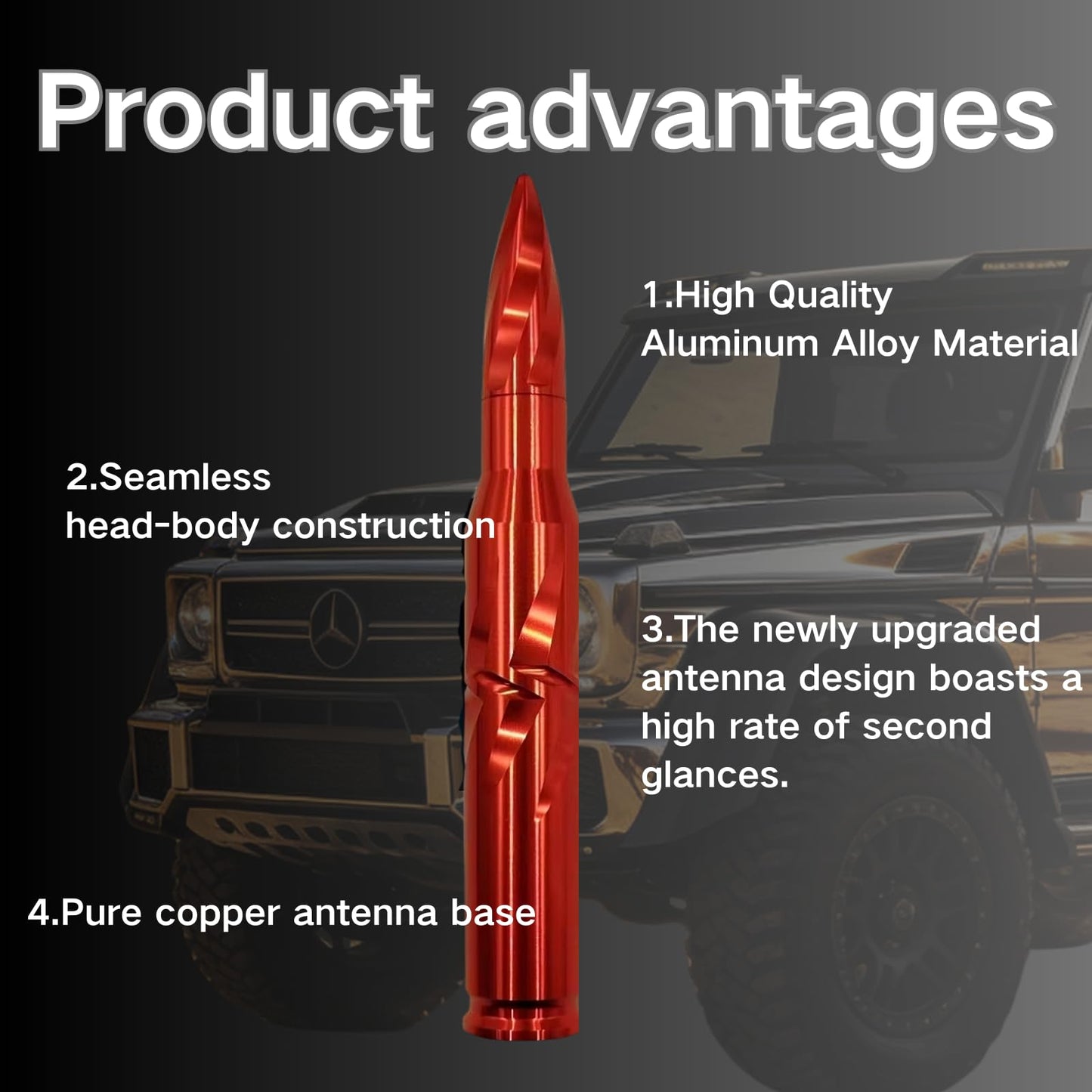 Medduw 5.5 inch red Bullet Antenna Replacement for Ford F150 F250 F350 RAM 1500 2500 Raptor Truck Antenna Accessories