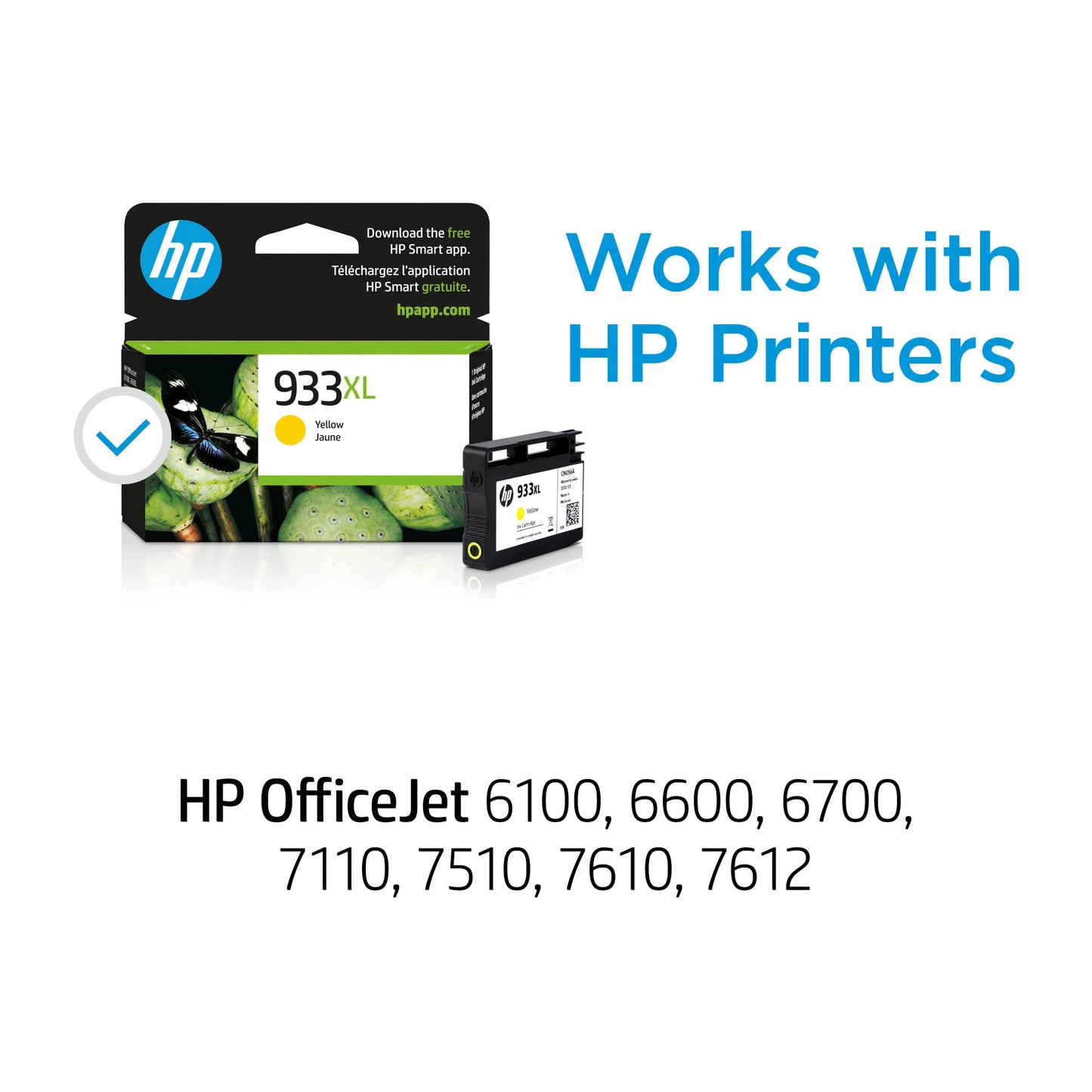 HP 933XL Yellow High-Yield Ink Cartridge | Works with OfficeJet 6100, 6600, 6700, 7110, 7510, 7610 | CN056AN