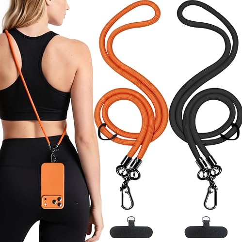 KaKuLan Phone Lanyard, 2 Pack Anti-Theft Cell Phone Neck Strap with Premium Metal Buckles & Tether Tabs, Universal Phone Strap for iPhone & Android