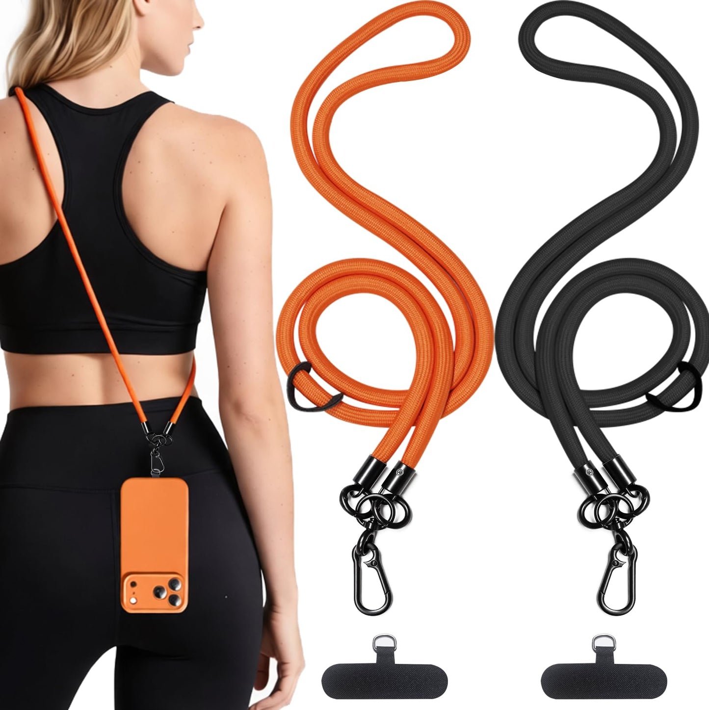 KaKuLan Phone Lanyard, 2 Pack Anti-Theft Cell Phone Neck Strap with Premium Metal Buckles & Tether Tabs, Universal Phone Strap for iPhone & Android