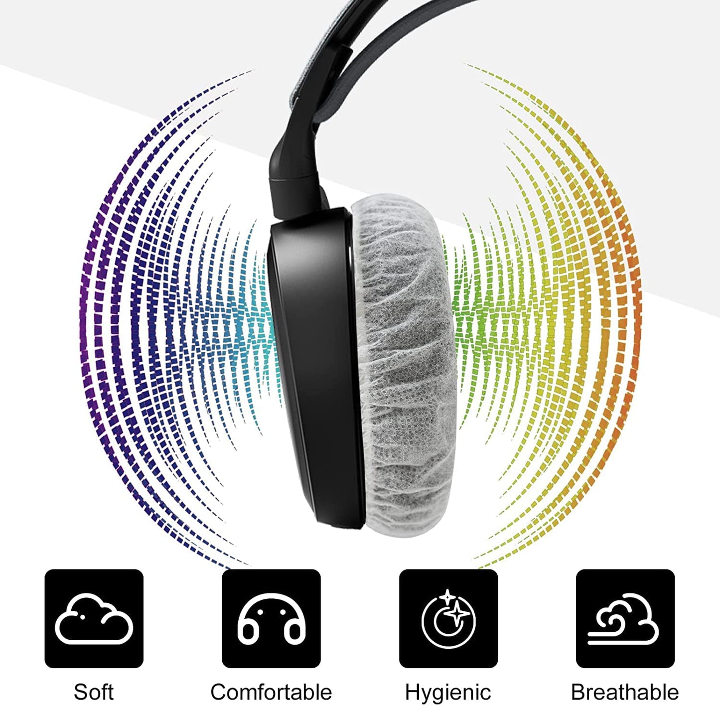 Fancystyle Pack of 200 Disposable Headphone Covers Sanitary Earpad Covers White 11cm