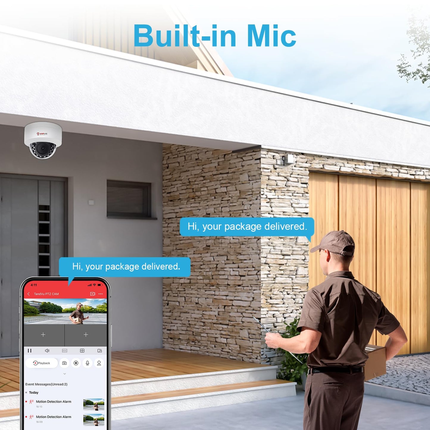 Anpviz 4MP PoE IP Dome Camera with Microphone/Audio, IP Security Camera Outdoor Indoor, 98ft Night Vision, IP66 Waterproof, 2.8mm Wide Angle Lens