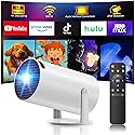 Mini Projector with WiFi and Bluetooth, 4K Projector, Portable Projector for Bedroom, Smart Projector of 270° Rotatable 130'' Projector Screen