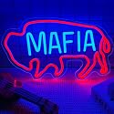 Football Team Neon Sign, Cool Dimmable Light Up Football Mafia Neon Merch USB Light Up Sign Bedroom Man Cave Game Room Home Bar Party Shop Decor