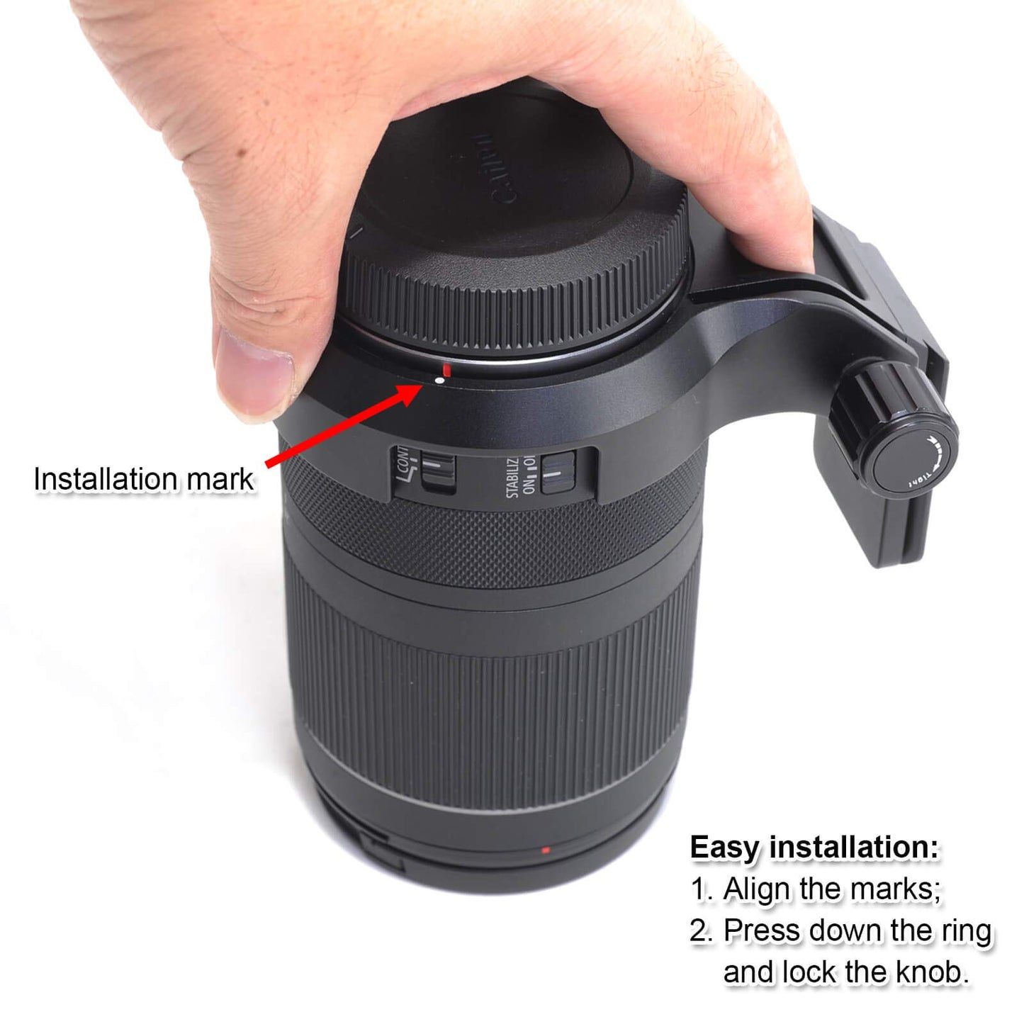 iShoot CNC Machined Diameter 79mm Tripod Mount Ring Lens Collar for Canon RF 24-240mm F4-6.3 is USM Lens, Built-in 70mm Arca-Swiss Quick Release Plate