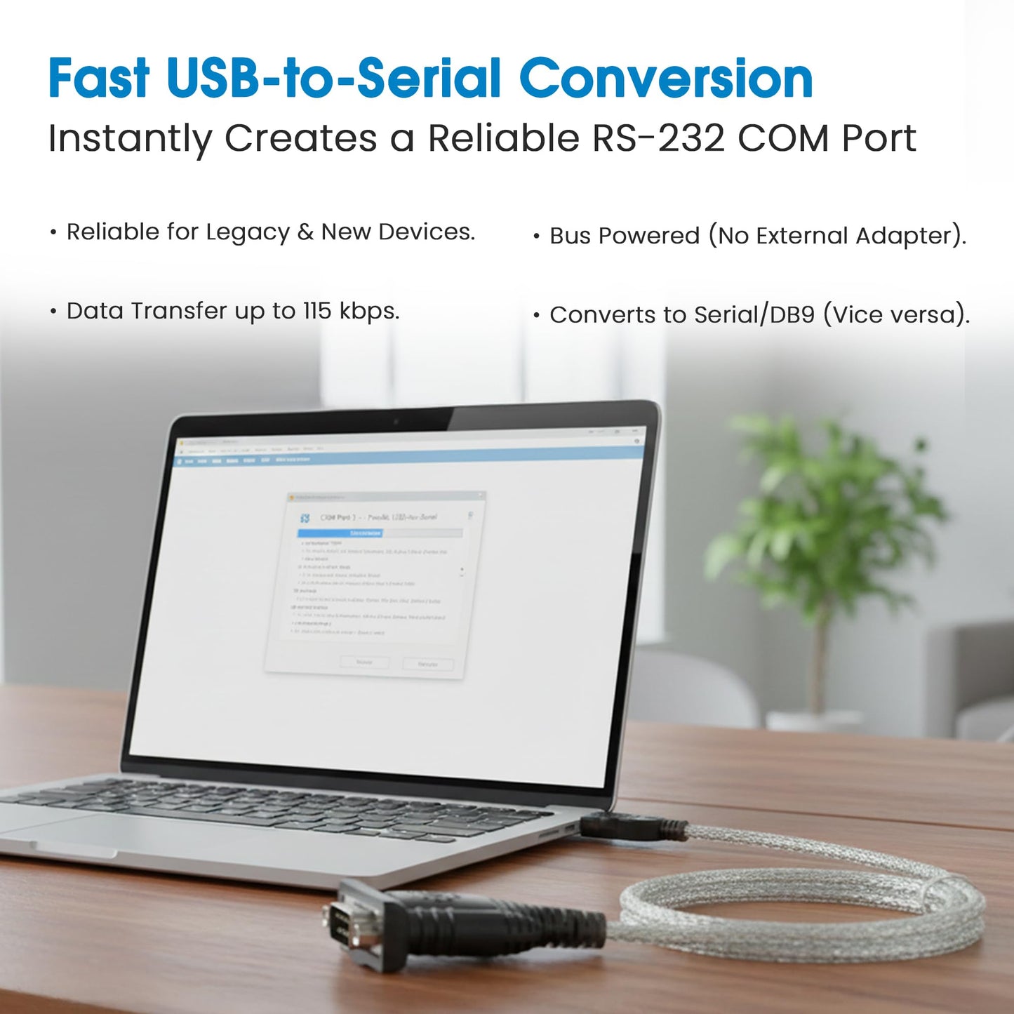 Manhattan USB to Serial Converter Connects One Serial Device to A USB Port (205146)