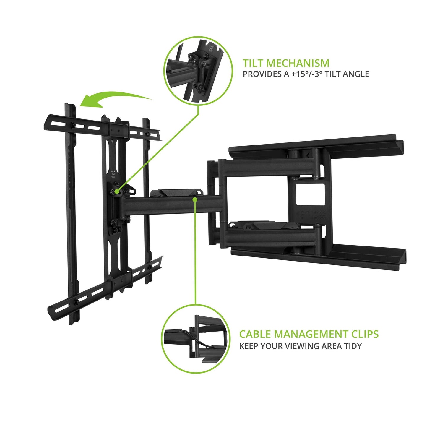 Kanto PDX650 Full Motion Articulating TV Wall Mount for 37-inch to 75-inch TVs | Low Profile with 22" Extension | Integrated Cable Management | Swivel