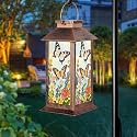 Butterfly Solar Lanterns Outdoor Waterproof Garden Decor Birthday Gifts for Women Mom Grandma Sister, Hanging LED Plastic Solar Lights Outside