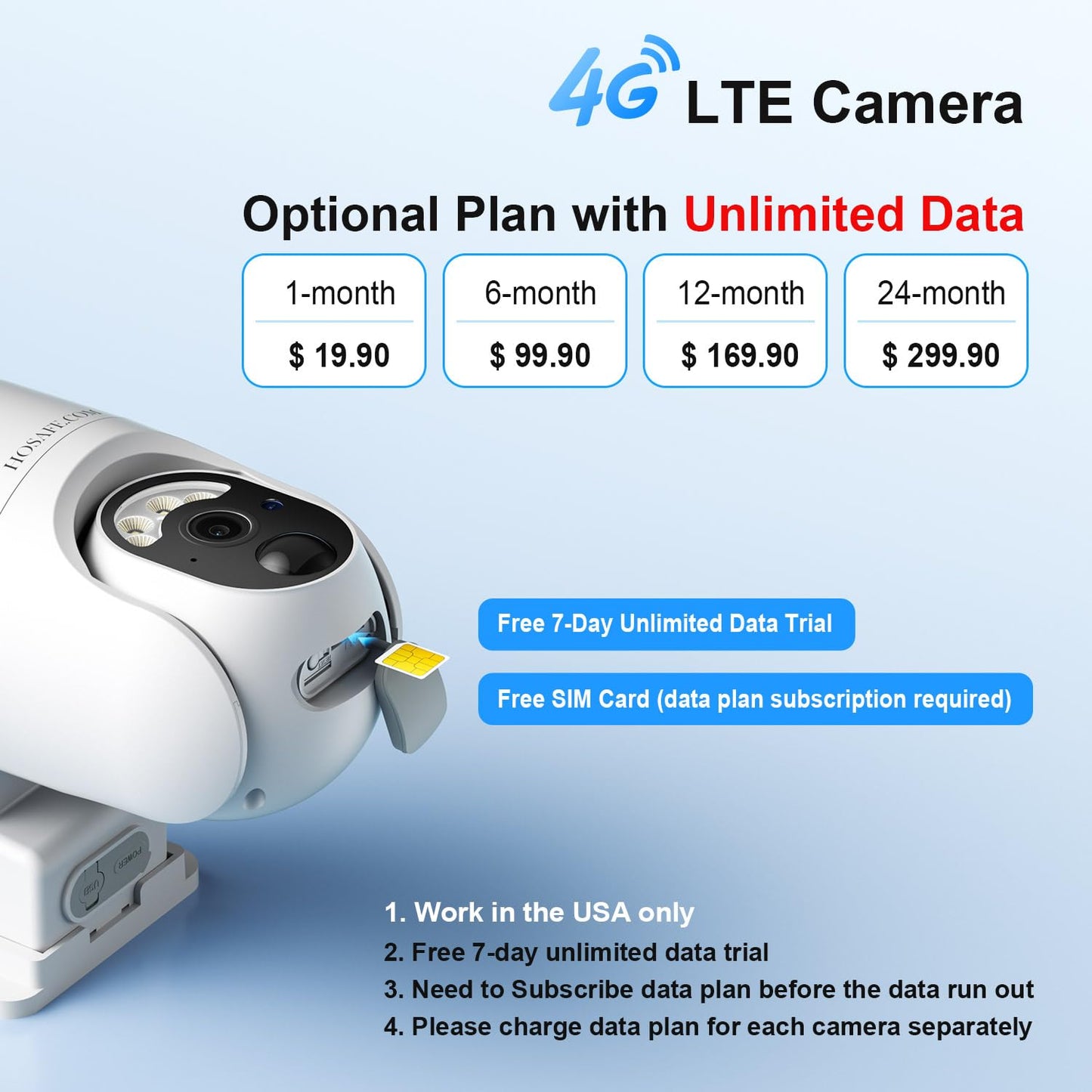 4G LTE Cellular Security Camera Solar Powered, No WiFi Security Cameras Wireless Outdoor, 360° View, 2K Color Night Vision, PIR Motion Sensor, 2-Way