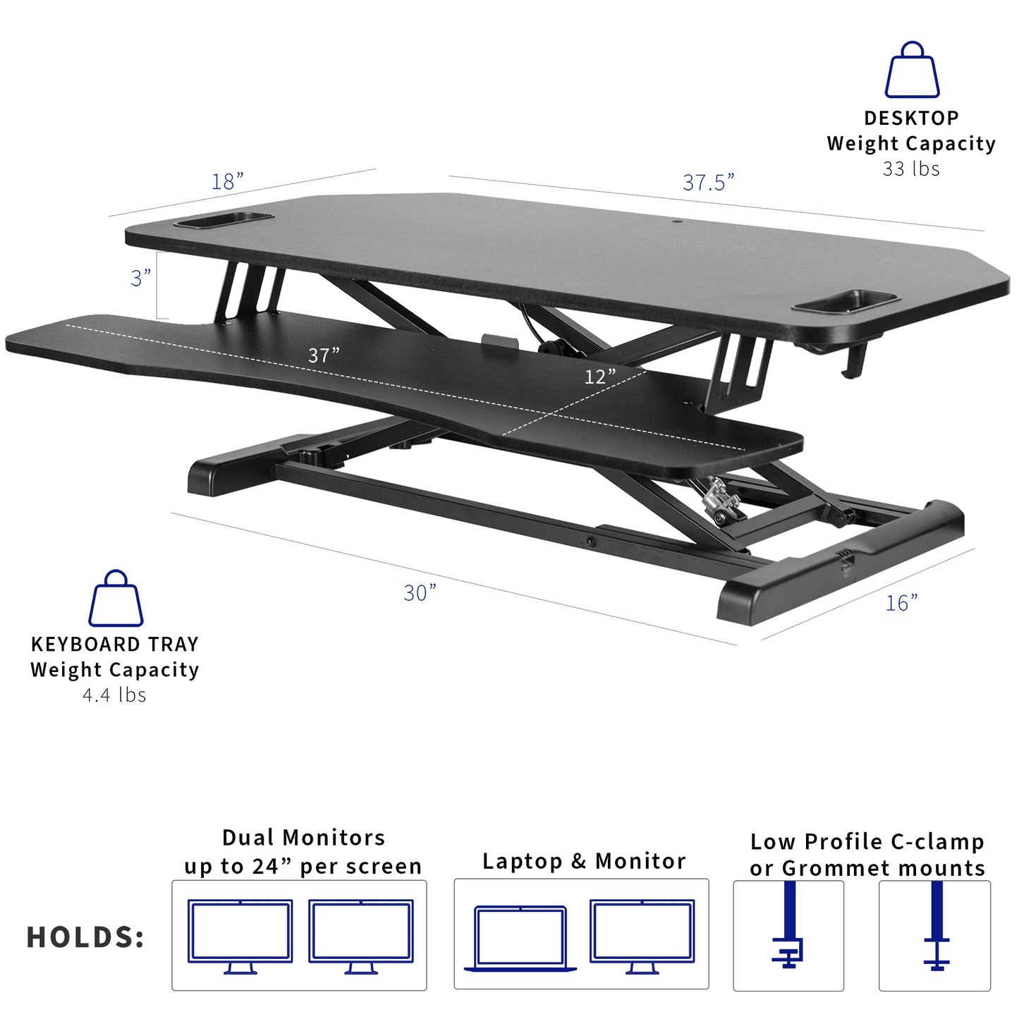 VIVO Extra Wide 38 inch Corner Desk Converter, K Series, Height Adjustable Sit to Stand Riser, Dual Monitor and Laptop Workstation with Wide Keyboard