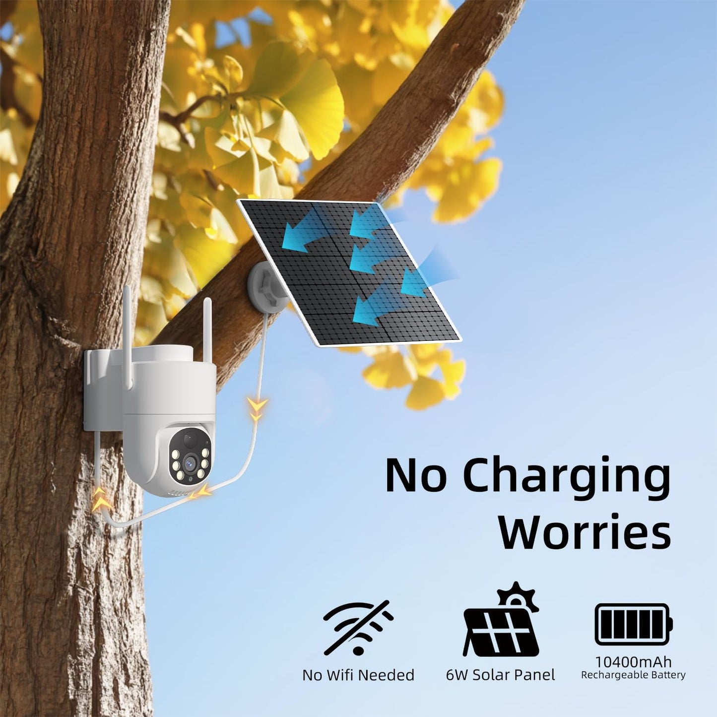 Apone 4G LTE Cellular Security Camera, No WiFi Solar Powered Security Camera, Auto Tracking, Color Night Vision, Motion Detection, 2 Way Audio, Built