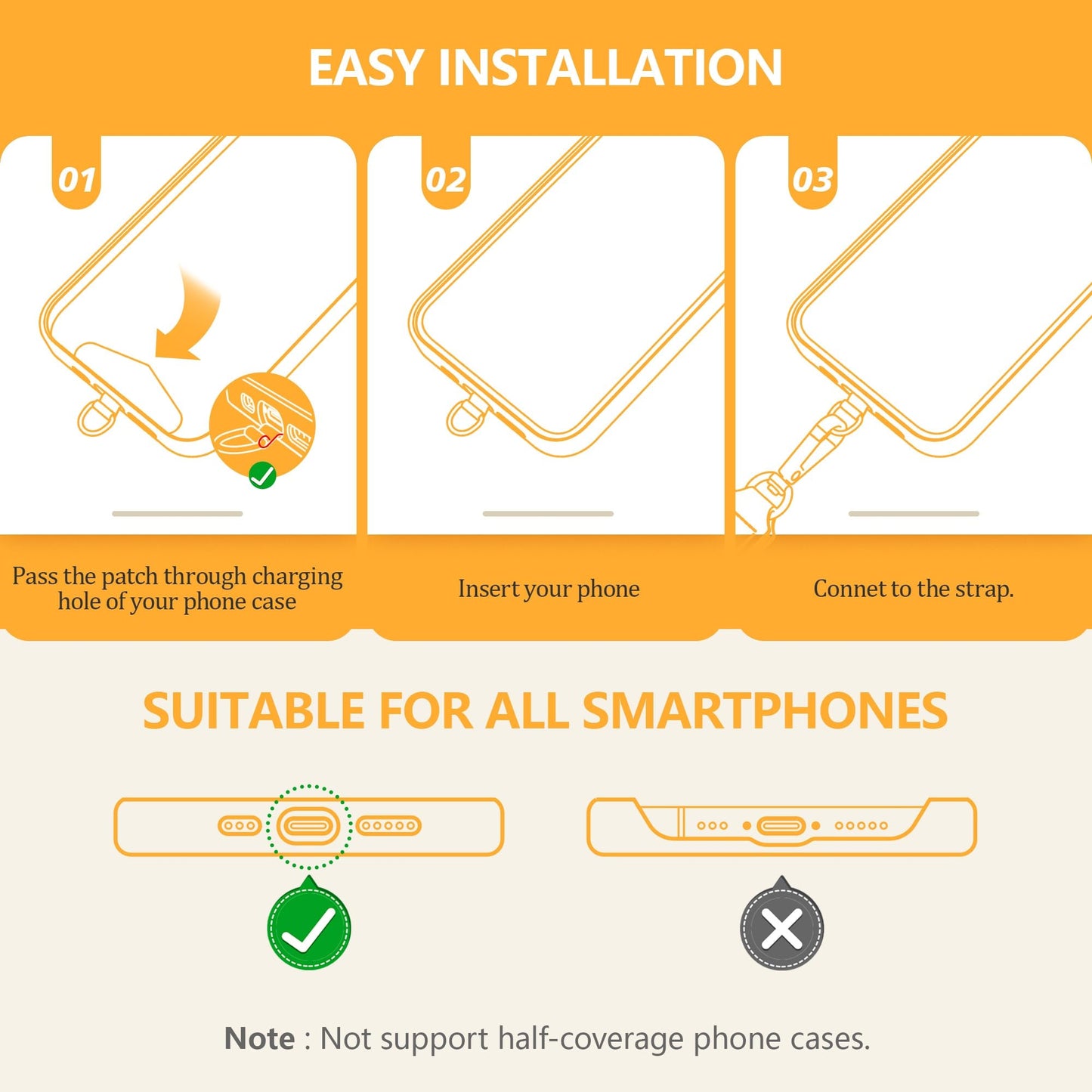 DINALLE Adjustable Crossbody Phone Lanyard 2 Pack & Retractable ID Badge Card Holder,Universal Cell Phone Multifuctional Patch Lanyards Compatible