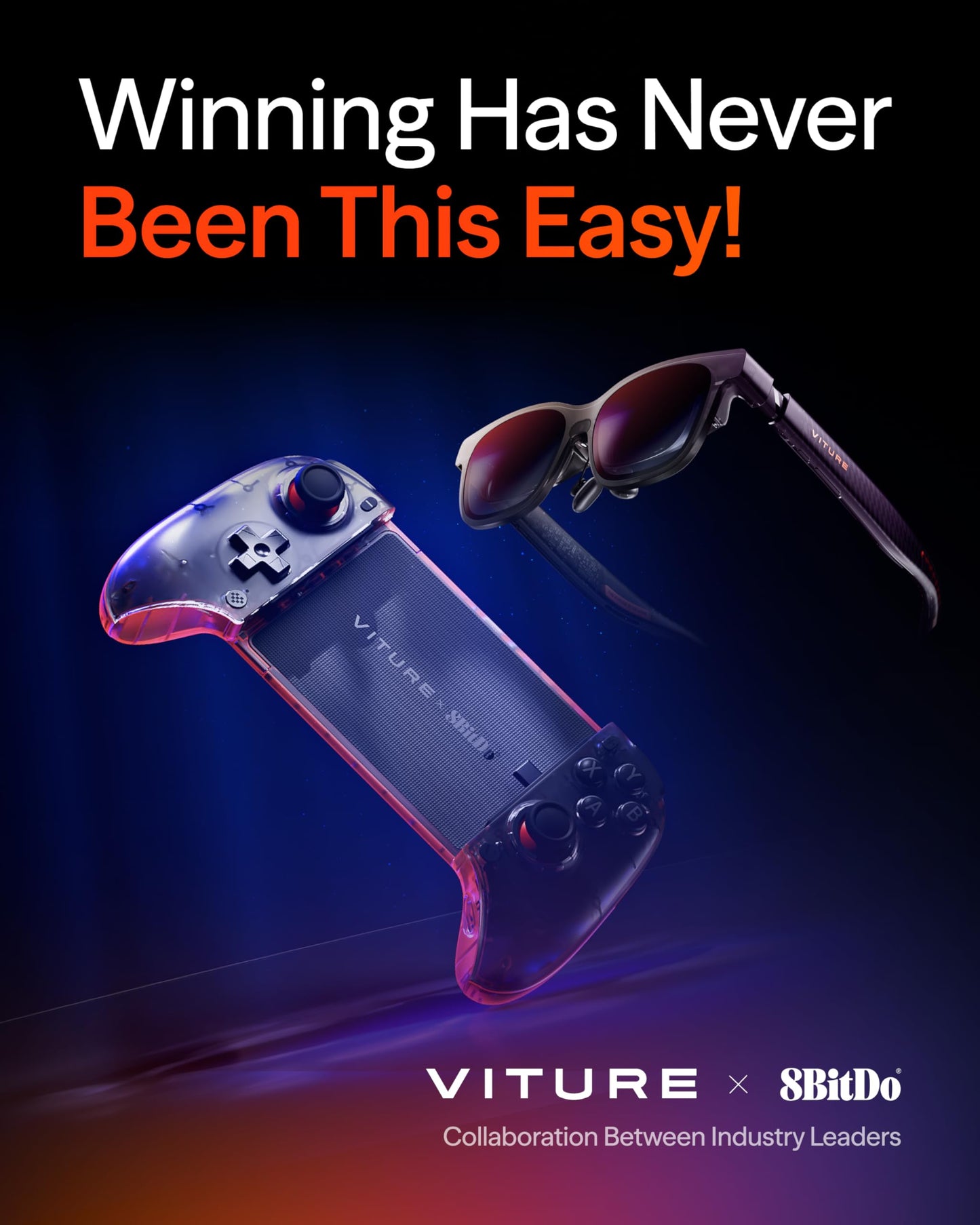 VITURE x 8BitDo Ultimate Mobile Gaming Controller - World’s First for XR Glasses | USB-C Connection for Minimum Latency, Hall Effect Sticks, Charge