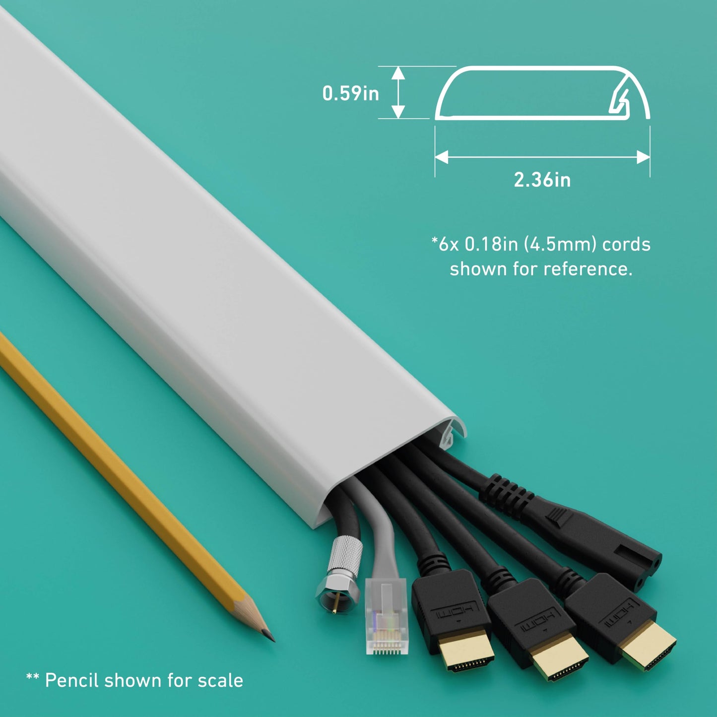 D-Line TV Wall Mount Cord Hider, Hide Mounted TV Cables, Wire Covers, Self Adhesive Cover for Cords, Paintable, Low Profile, Seamless Cable Raceway