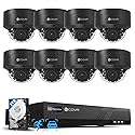 4COVR 4K PoE Security Camera System, 8X 8MP IK10 Vandal-Proof IP67 Dome PoE IP Camera, 8CH NVR 2TB HDD, AI Human Vehicle Detection & IR Night Vision