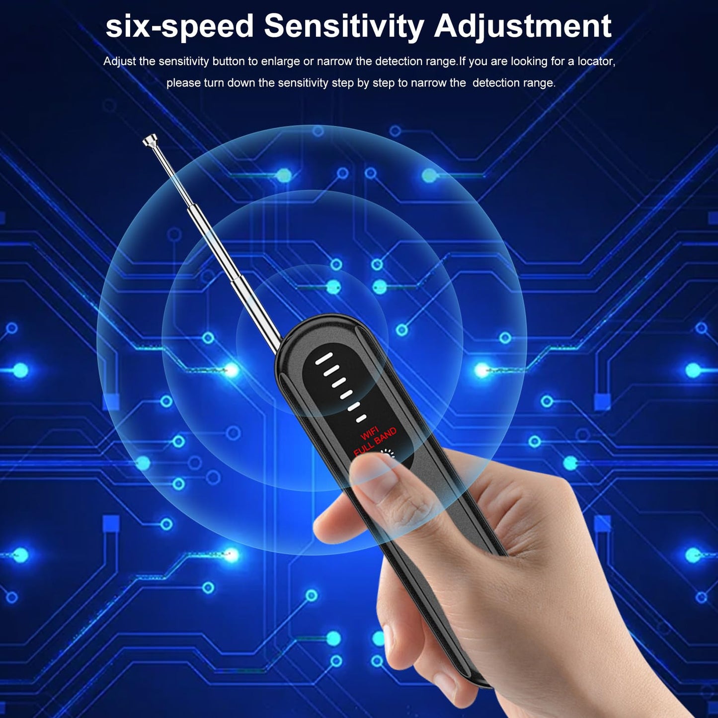 Hidden Camera Detector 2025 - GPS & Bug Detection for Hotels, Travel, Office | 6-Level Sensitivity | Hidden Device Scanner (Black)