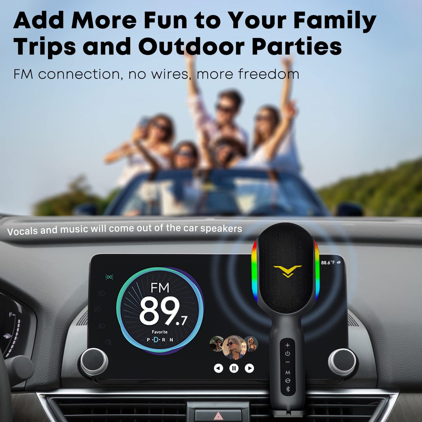 Wireless Bluetooth Karaoke Microphone, 5-in-1 Portable Handheld Mic Speaker with Dynamic RGB Lights, Mini Karaoke Machine for Car Travel Home Party
