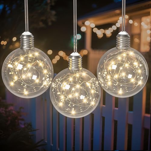 9 Pack Globe String Lights, 10.3FT LED String Lights Indoor, G100 Waterproof Decorative Christmas Lights Ball Bulbs, Built-in 15 LEDs, Warm White