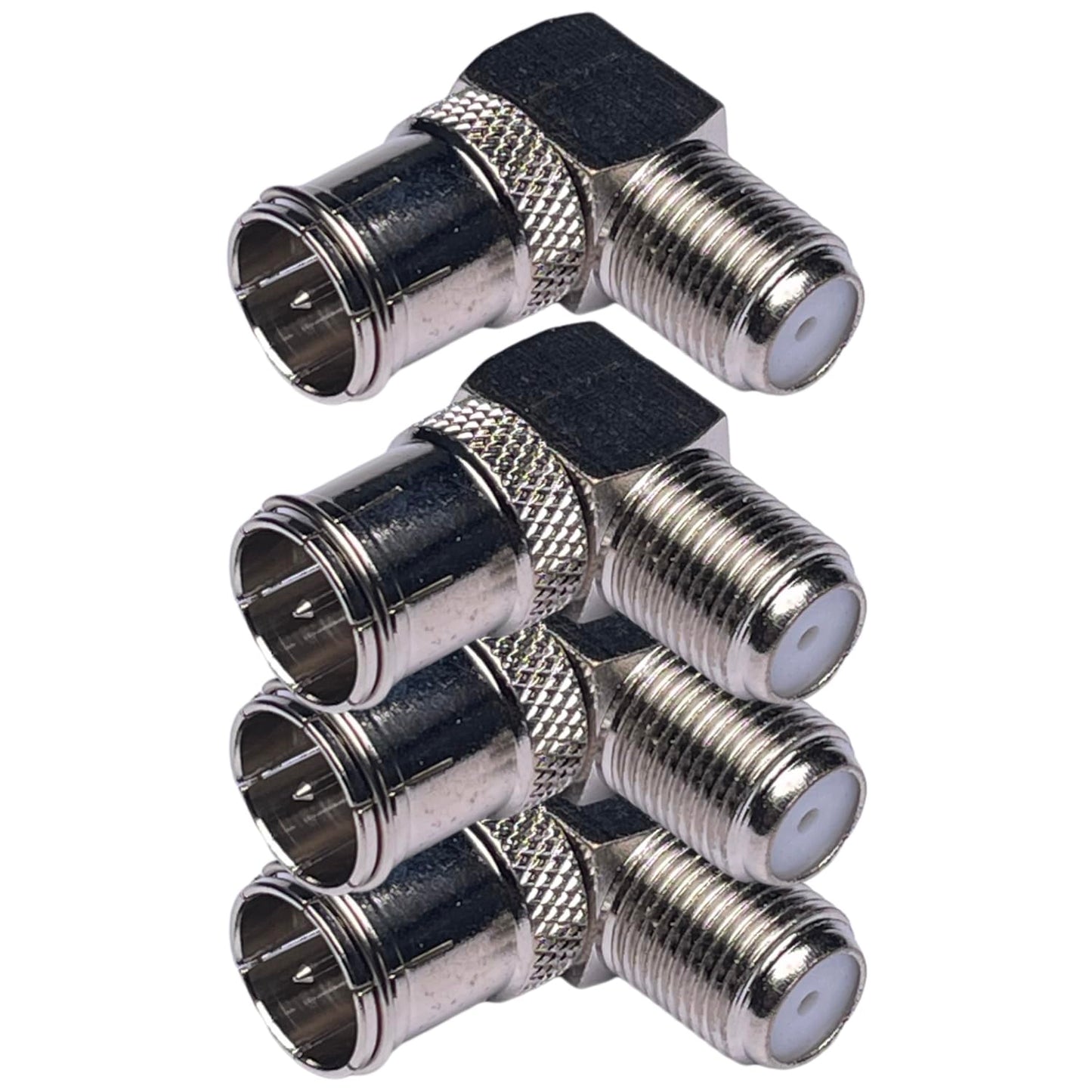 CESS Right Angle Coax Quick Adapter F-Jack Push-On Male Female, 4 Pack