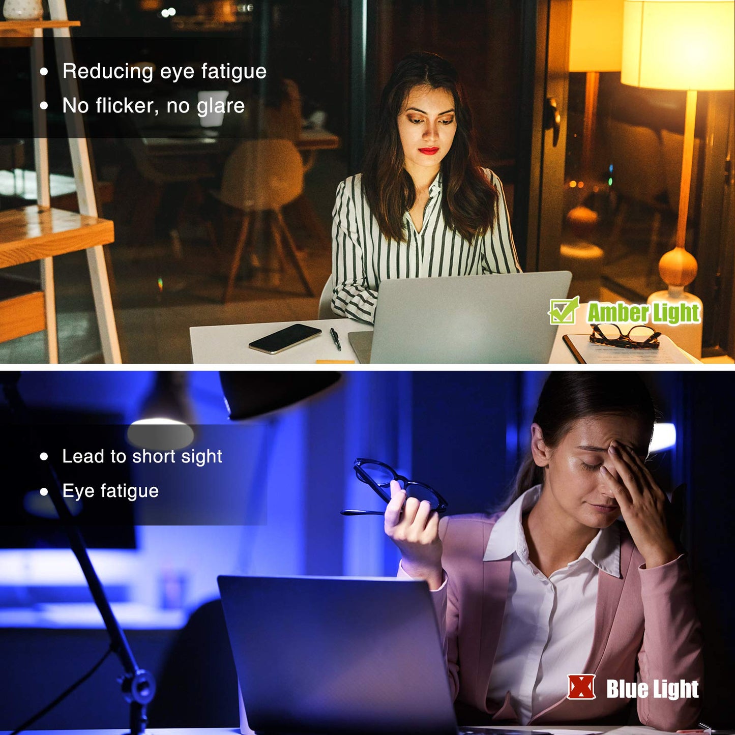 Neporal Amber Light Bulbs, 9W 60W Equivalent A19 Soft Light Bulb, Blue Light Blocking Warm Light Bulbs, 1800K Amber Night Light Bulb, Dim Bulb