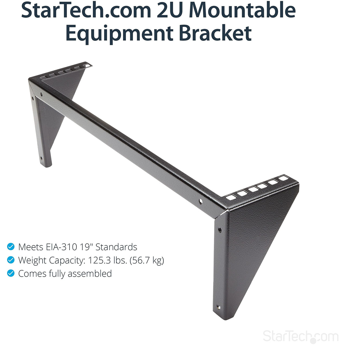 StarTech 2U Vertical Wall-Mount Rack Bracket, 19in, 125lb, TAA (RK219WALLV)