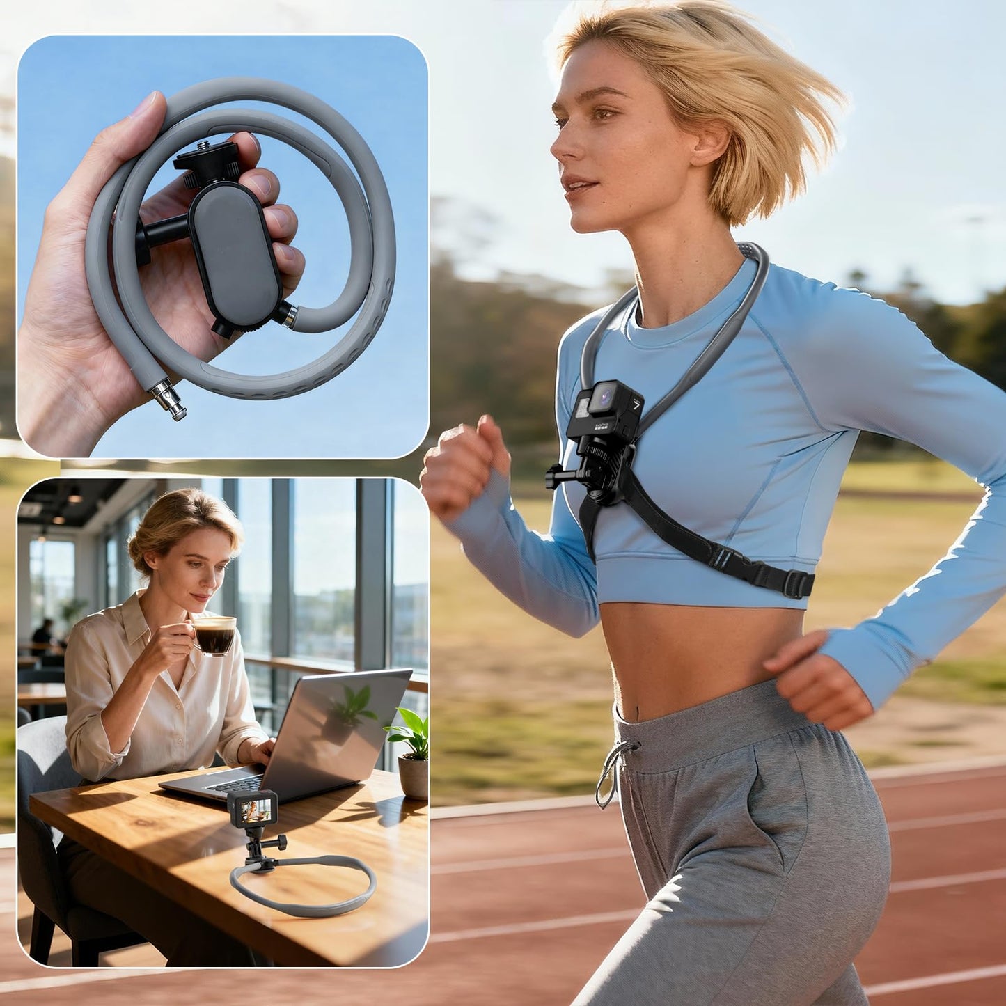 Hamillar Camera Phone Chest Neck Mount Holder for Video Recording iPhone Samsung 4-7 Inch Phones AKASO/Go Pro/Insta360X5/DJI360 (Cameras Mount)