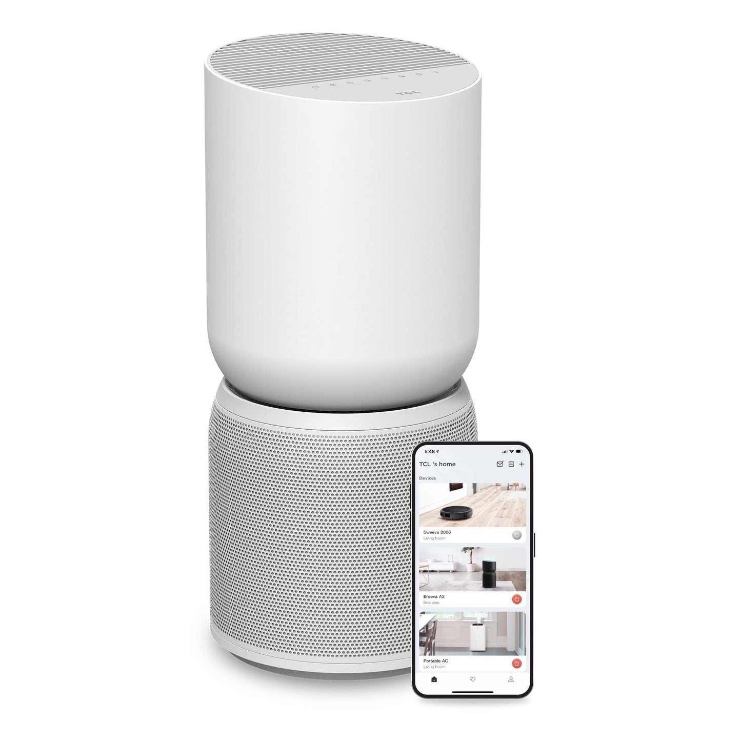TCL Breeva A5 Smart Air Purifier with 5-Stage Clean, True HEPA (H13), Removes 99.97% of Dust/Bacteria/Odors & More, App & Voice Control, Auto Shield