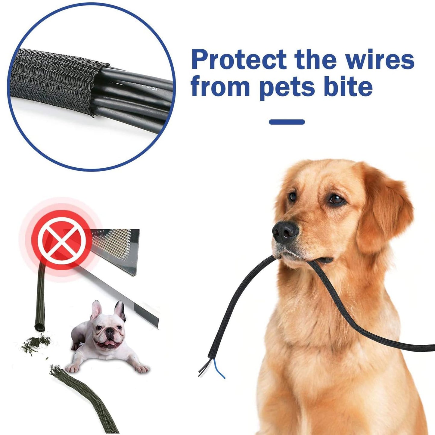 Alex Tech 10ft - 1/2 inch Cord Protector Wire Loom Tubing Cable Sleeve Split Sleeving for USB Cable Power Cord Audio Video Cable - Protect Cat from