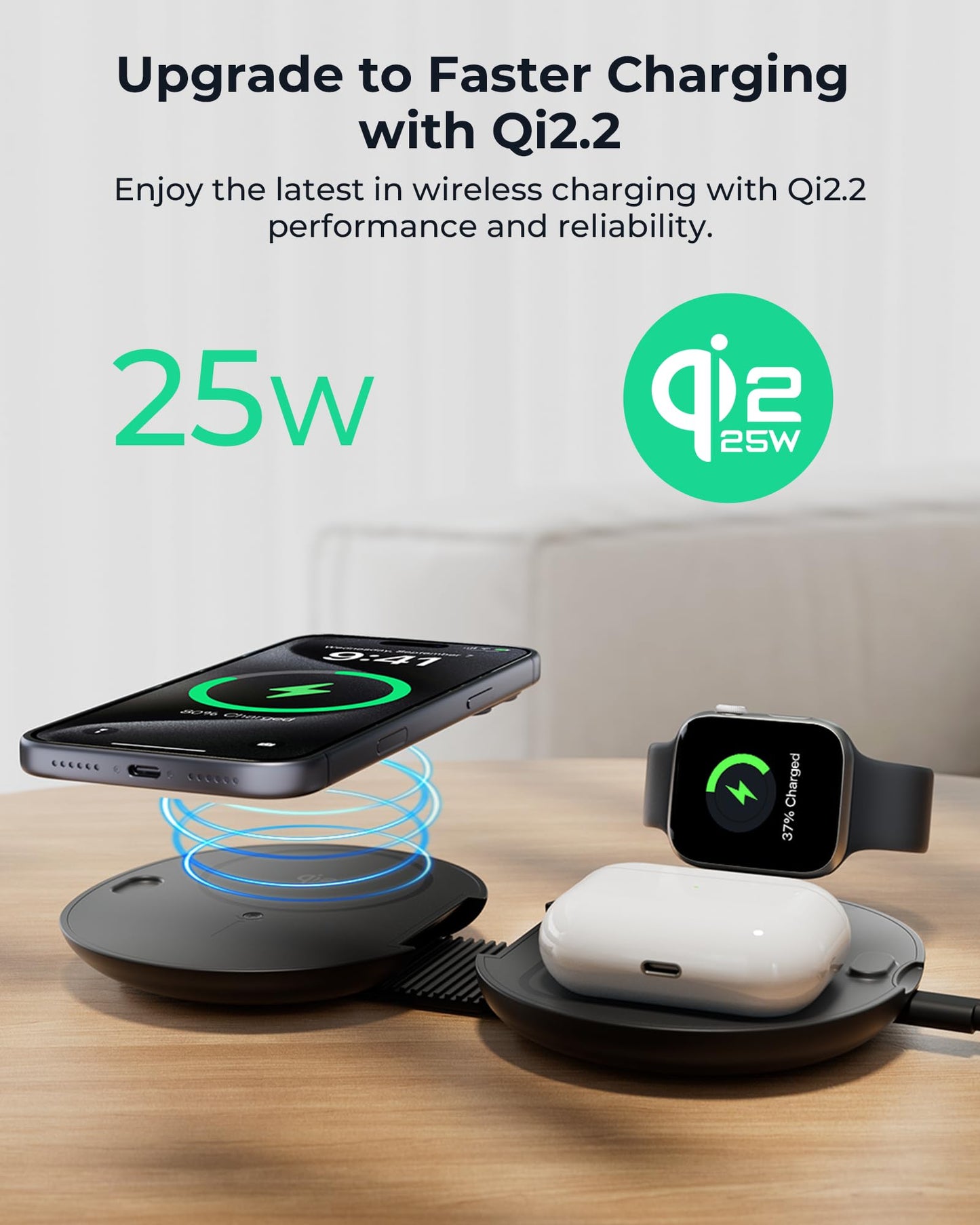 iOttie Velox Qi2.2 Wireless Charging Pad with Built-in FindMy, 4-in-1 Foldable 25W Fast Charger for MagSafe iPhone 17/16, Apple Watch, AirPods (Incl