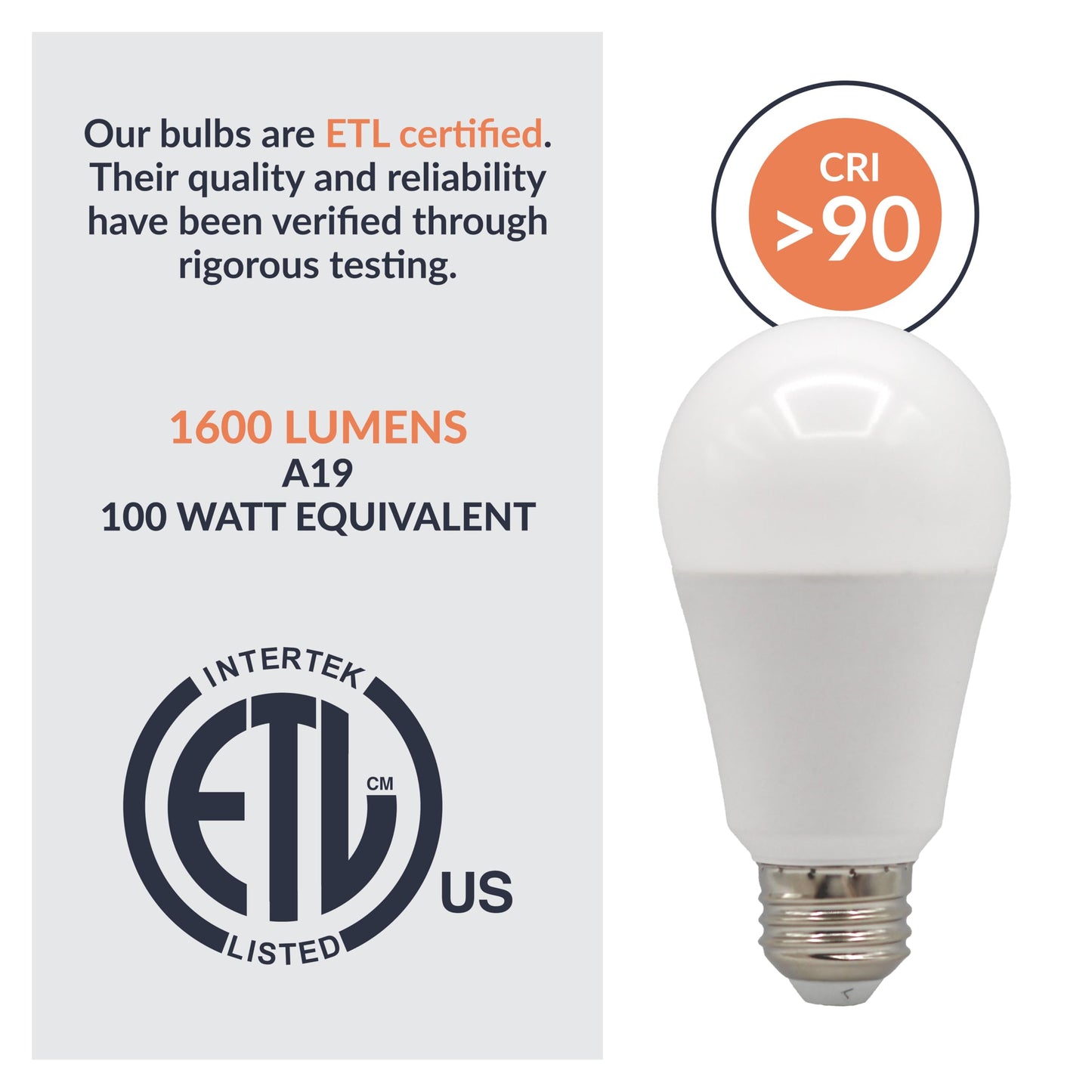 Newhouse Lighting 100 Watt Equivalent 2700K 1600-Lumen A19 Dimmable LED Light Bulb 2-Pack E26A19-100WD-2, Dimmable Bulb is Ideal Light for Bedroom