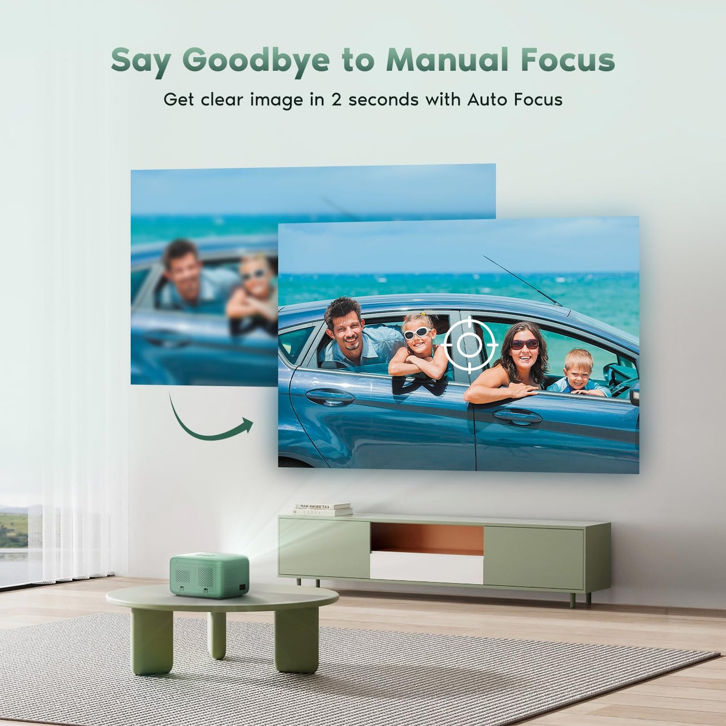 Native 1080P Projector with WiFi and Bluetooth, Movie Projector with Auto Focus, Compatible with phone/TV Stick/HDMI/USB/Laptop/DVD/PS5, Mini