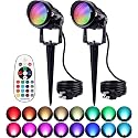 SUNVIE RGB Spot Lights Outdoor 12W LED Color Changing Landscape Lights with Remote Control 120V RGBW Landscape Lighting Waterproof Outdoor Spotlight