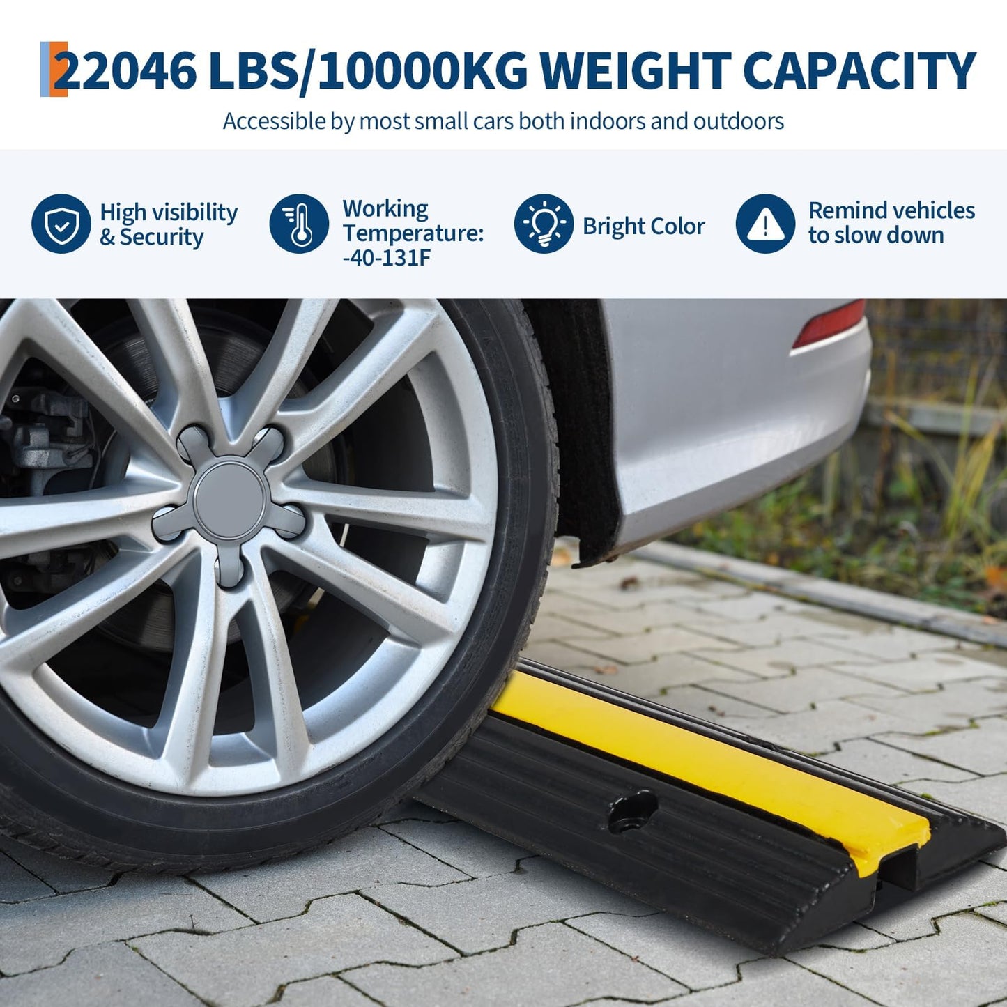 4 Pack of 1 Channel Cable Protector Ramp, Rubber Cable Ramp with 22046 Lbs Load Capacity, Heavy Duty Floor Wire Cord Cover, Driveway Traffic Speed