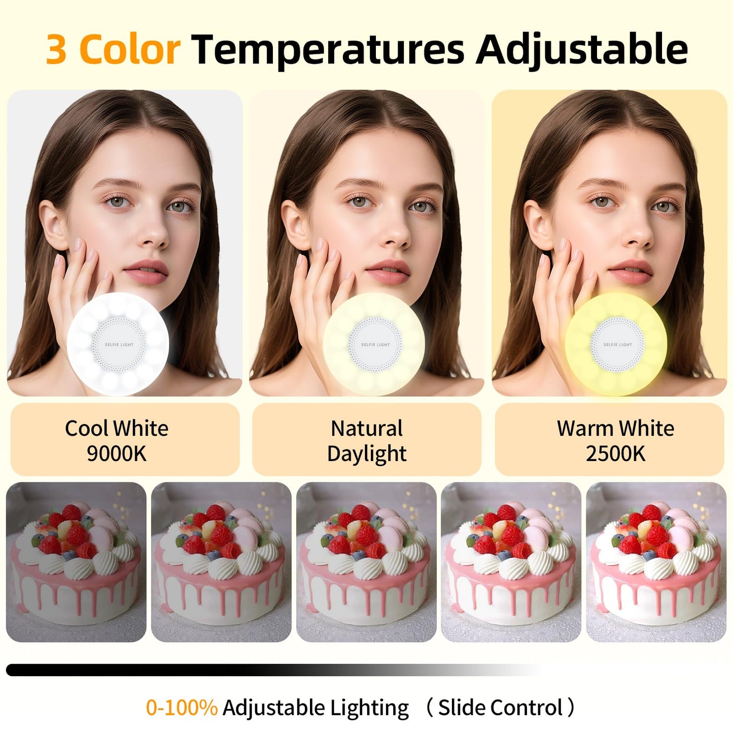 Magnetic Selfie Light for iPhone with Mirror Foldable Magnetic Fill Light with Sticky Ring for Android Rechargeable Portable Phone Ring Lights