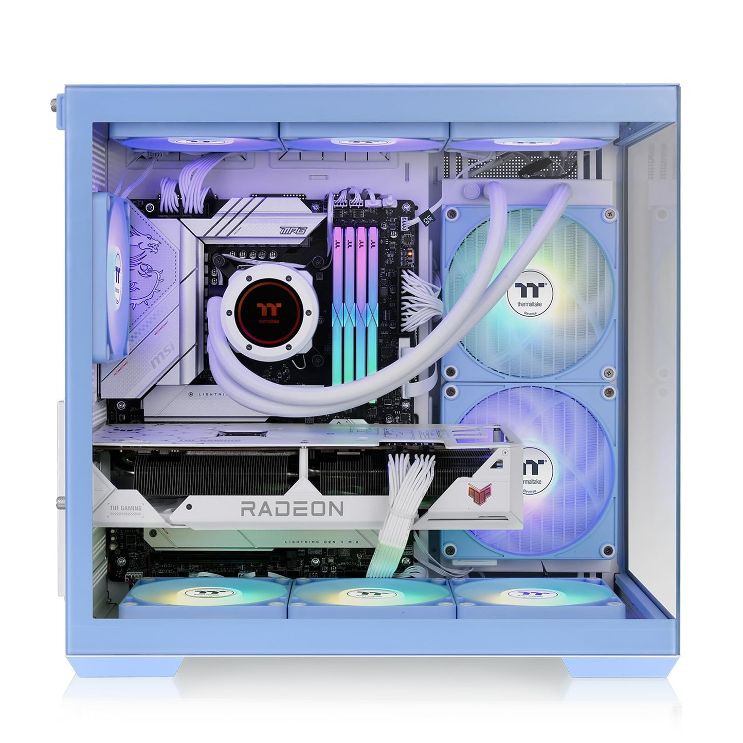 Thermaltake View 380 TG ARGB Hydrangea Blue ATX Case; 4x120mm ARGB Fans Included; Supports Hidden-Connector Motherboard; Front & Side Dual Tempered