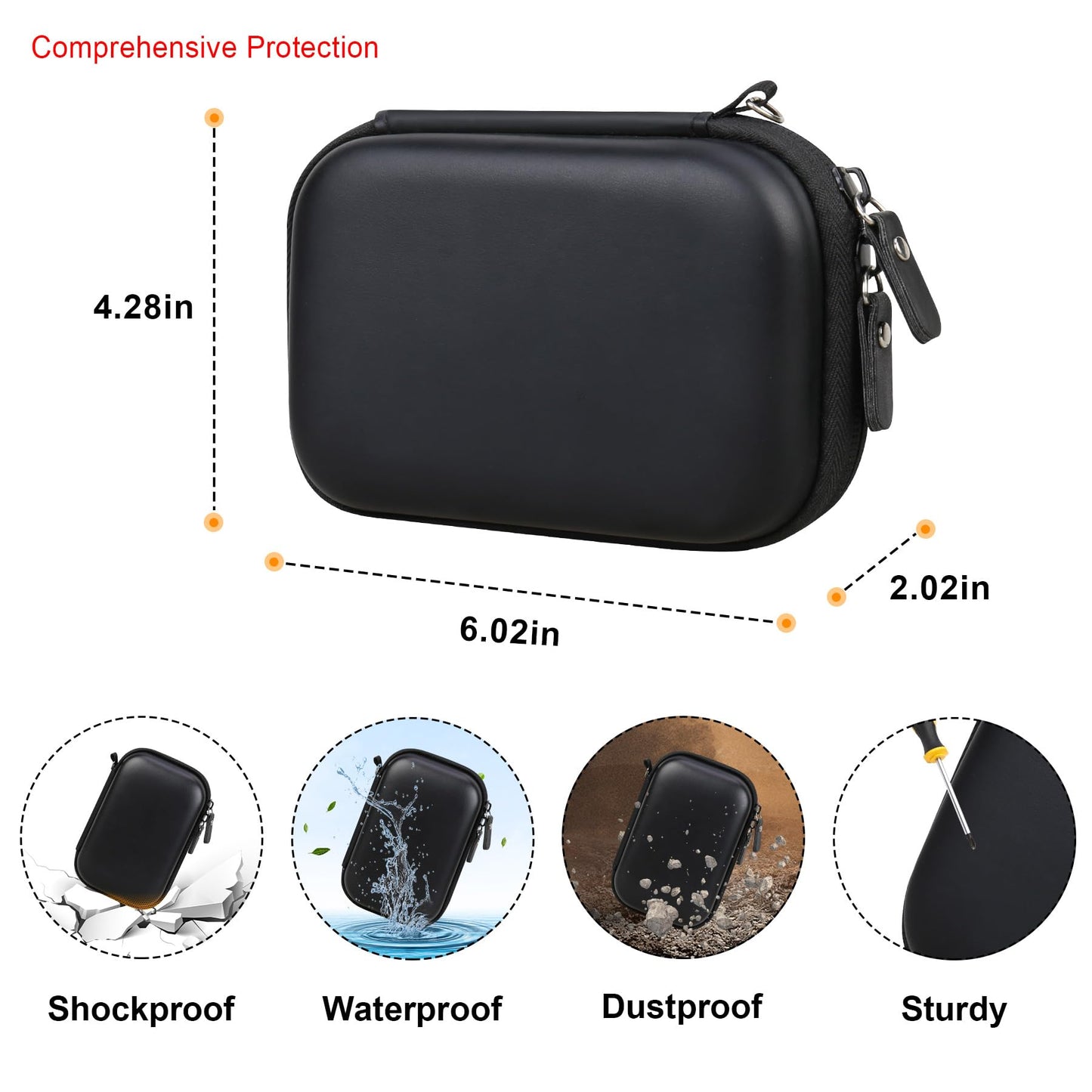 Elonbo Carrying Case for HP Sprocket 2x3” Instant Smartphone Photo Printer, Portable Mini Color Print Digital Camera Hard Travel Bag, Wireless Mobile