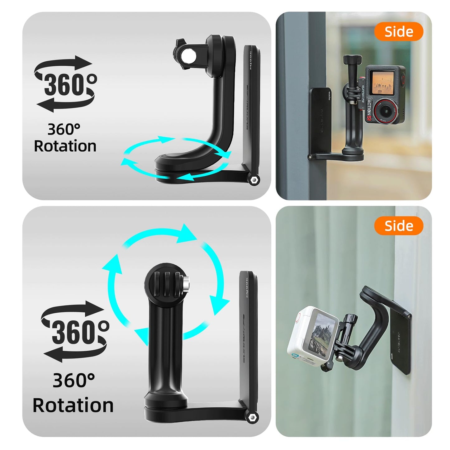 CAPART Action Camera Magnetic Mount for Go Pro Hero 13 12 11/ Insta360 X5 X4 X3 ACE PRO/DJI OSMO 360 Nano Action 5 Pro 4 3 Pocket 3 2, Rotatable