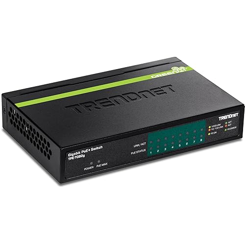 TRENDnet 8-Port GREENnet Gigabit PoE+ Switch, Supports + Devices, 61W Budget, 16Gbps Switching Capacity, Data & Power Via Ethernet to Access Points