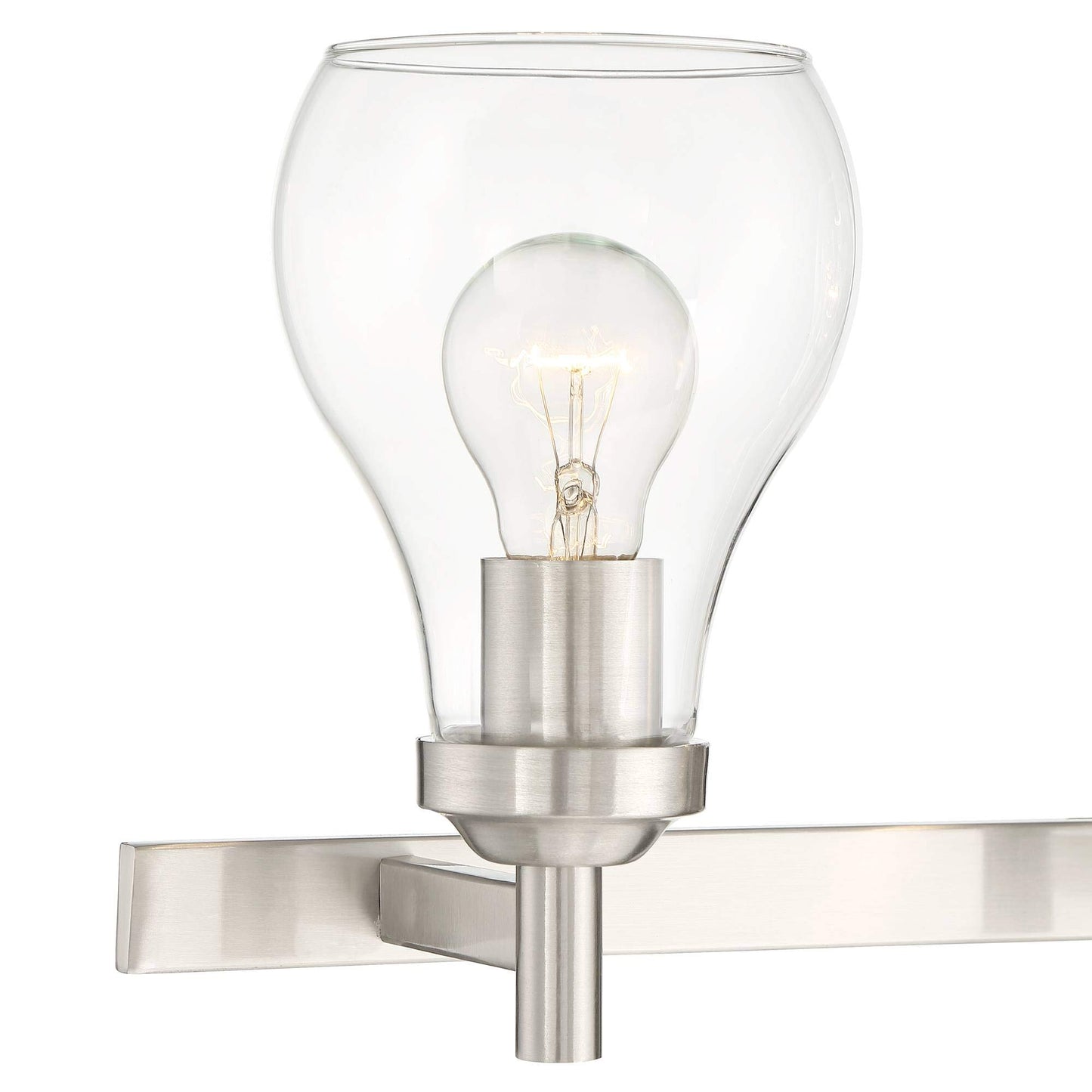 Possini Euro Design Danvers Modern Wall Mount Light Brushed Nickel Silver Hardwired 21" Wide 3-Light Fixture Clear Glass Globe Shade for Bathroom