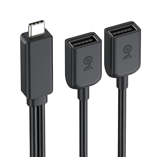 Cable Matters USB-C Male to Dual USBA Female Splitter 1 in 2 Out - 1ft, USBC to USB Splitter Hub with 480Mbps Data Transfer, BC 1.2 Charging Support