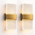 Jetima Modern LED Wall Sconce Set of 2, Gold & Crystal Acrylic Wall Light, Vertical Vanity Lighting Fixture, Waterproof Indoor Outdoor Wall Lamp