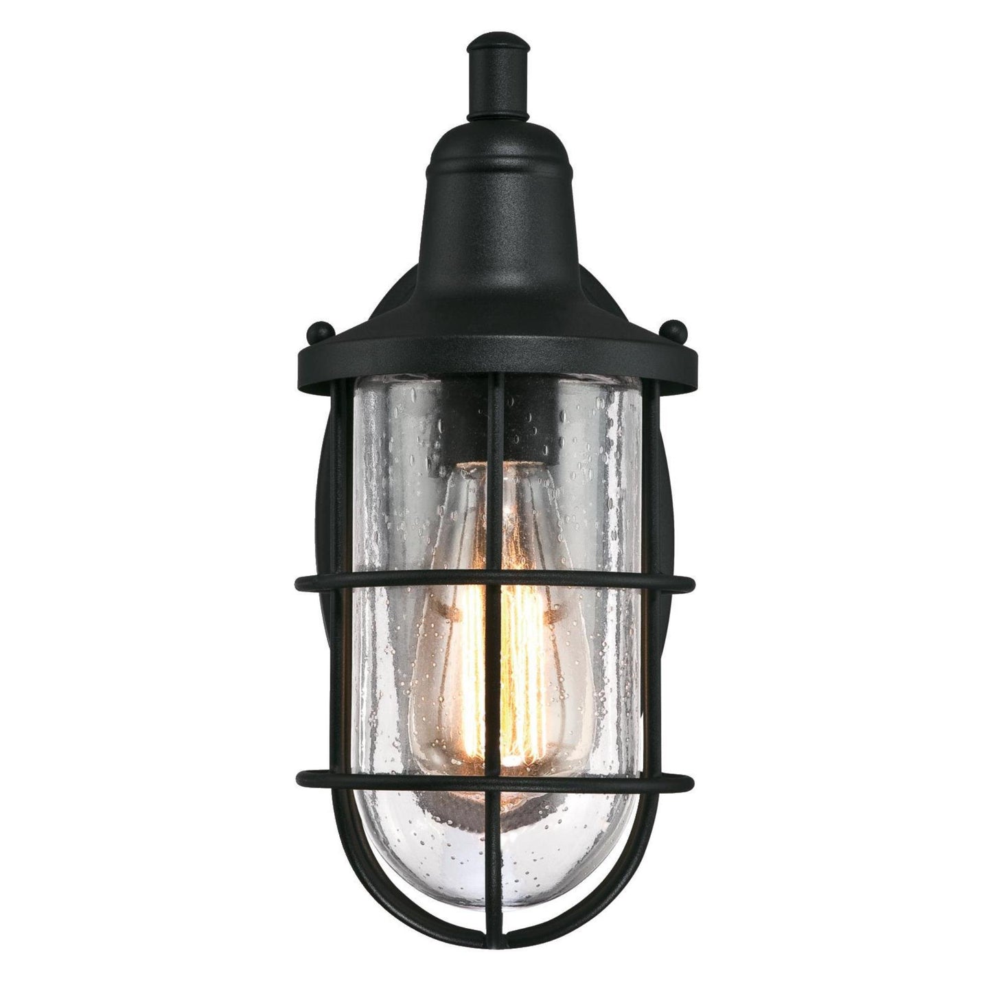 Westinghouse 6334700 Crestview One-Light Outdoor Wall Fixture, Textured Black Finish with Clear Seeded Glass