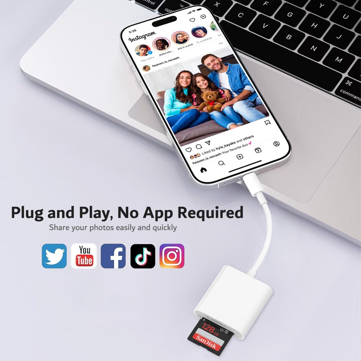 SD Card Reader USB C for iPhone 17/16/15 Series, AIDOUBARA Memory Card Reader with SD and Micro SD Slot, Digital Camera Adapter Compatible with iPad