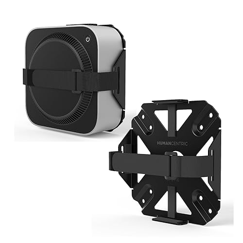 HumanCentric Mount Compatible with 2024 Mac mini, Custom Mount Adapter for Wall, Rack, Under Desk, Behind Monitor, 75x75mm and 100x100mm VESA
