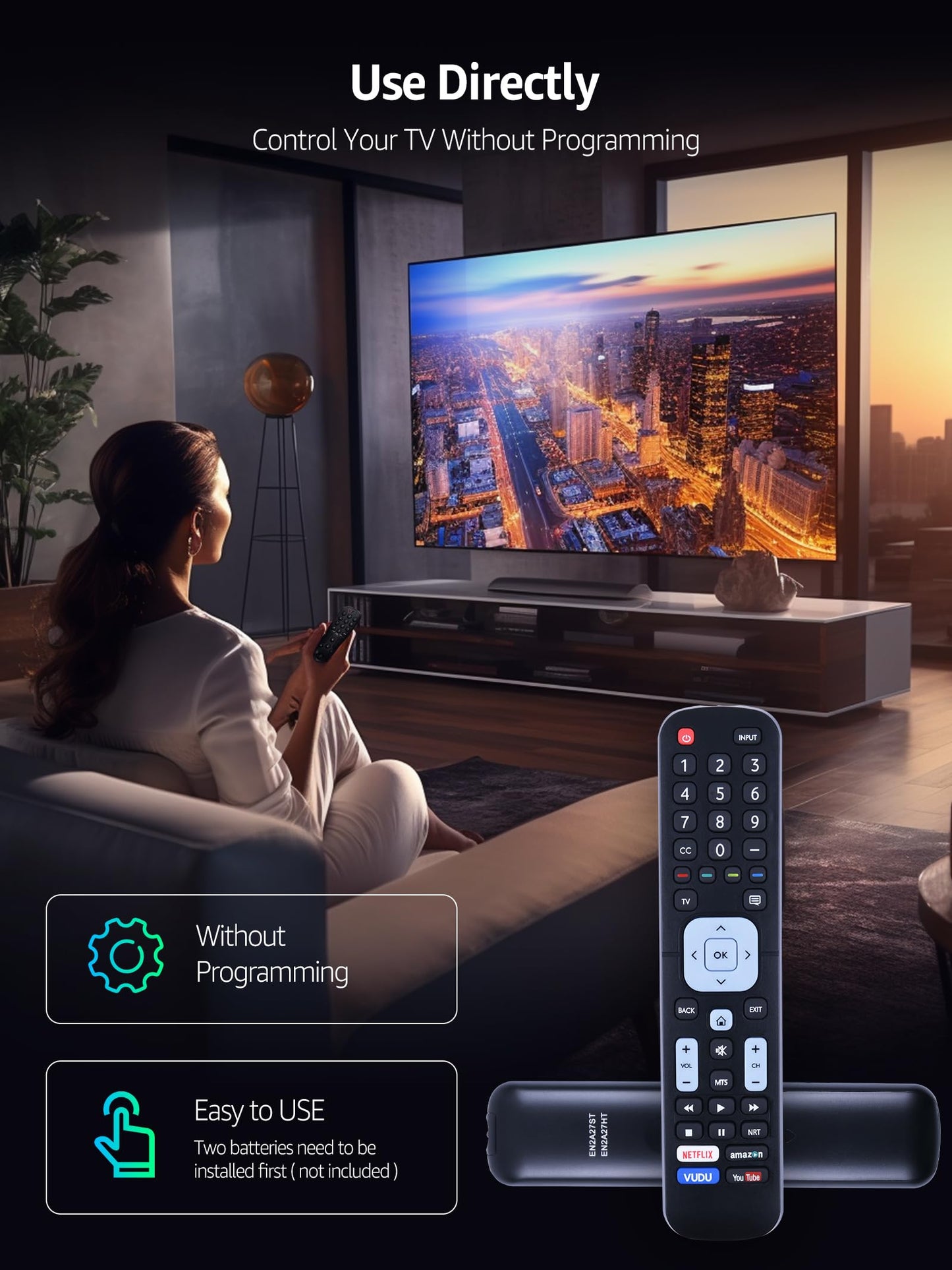New EN2A27ST Replacement TV Remote Control for Sharp 4K Ultra LED Smart HDTV - LC-32P5000U / LC-40P5000U / LC-43P5000U / LC-50P5000U / LC-55P5000U